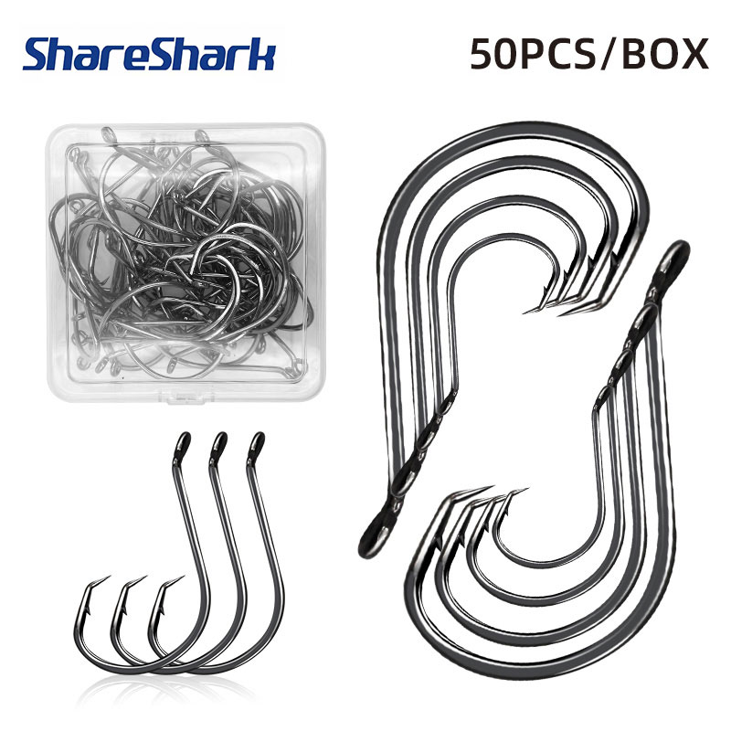 Fishing Hook Circle - ShareShark 50 stks/doos 7384 Koolstofstaal Octopus