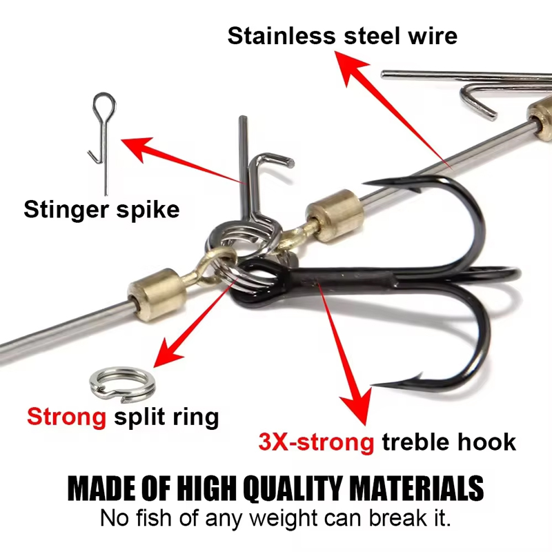 Vishaaksets Stalen Leader, Gew - Fishing Hook Treble recensie en prijs